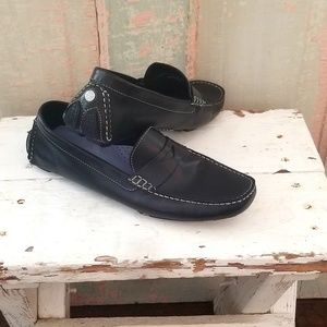 Cole Haan Black Leather Penny Loafer Driving Mocs